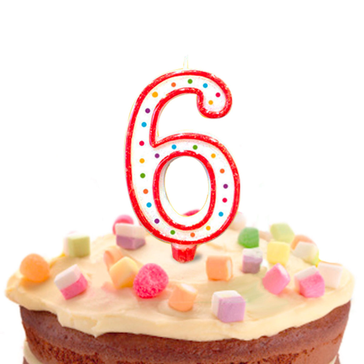Carte - Gâteau bougie - 6 ans