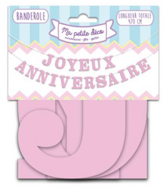 Guirlande Joyeux Anniversaire Rose Poudre Festivitre