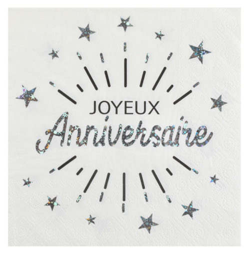 20 SERVIETTES JOYEUX ANNIVERSAIRE ROSE GOLD - Festivitré