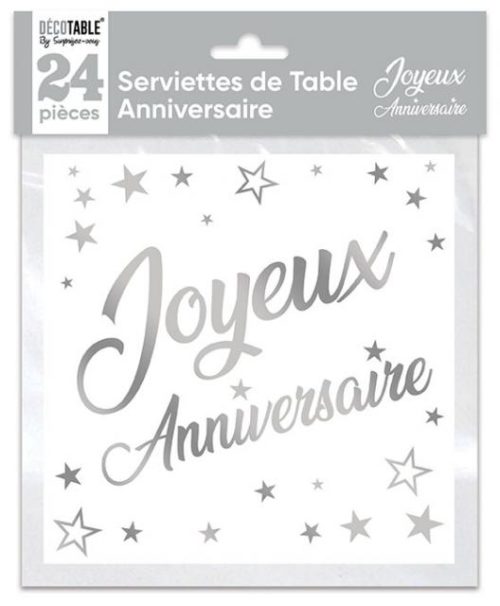 20 SERVIETTES JOYEUX ANNIVERSAIRE ROSE GOLD - Festivitré