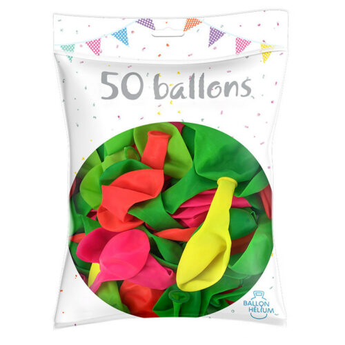 Festivitre 50 Ballons Fluo 26 Cm Couleurs Assorties