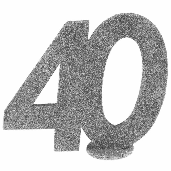 CHIFFRE ANNIVERSAIRE 40 PAILLETÉ ARGENT