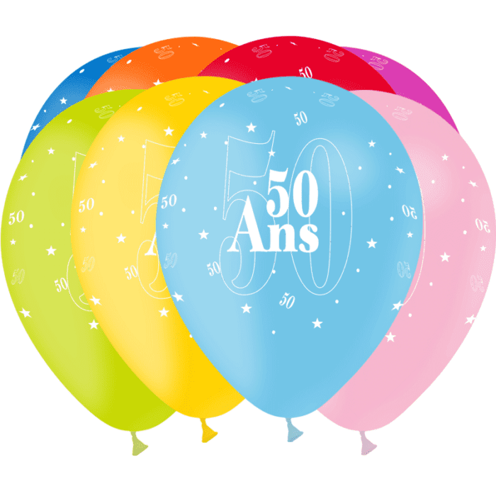 8 BALLONS 50 ANS ASSORTIS