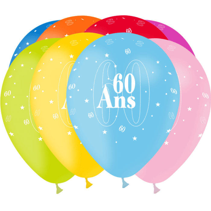 8 BALLONS 60 ANS ASSORTIS