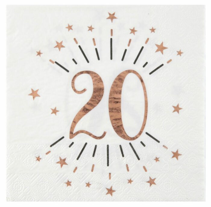SERVIETTE 20 ANS ÉTINCELANT ROSE GOLD PAR 10 – Image 2