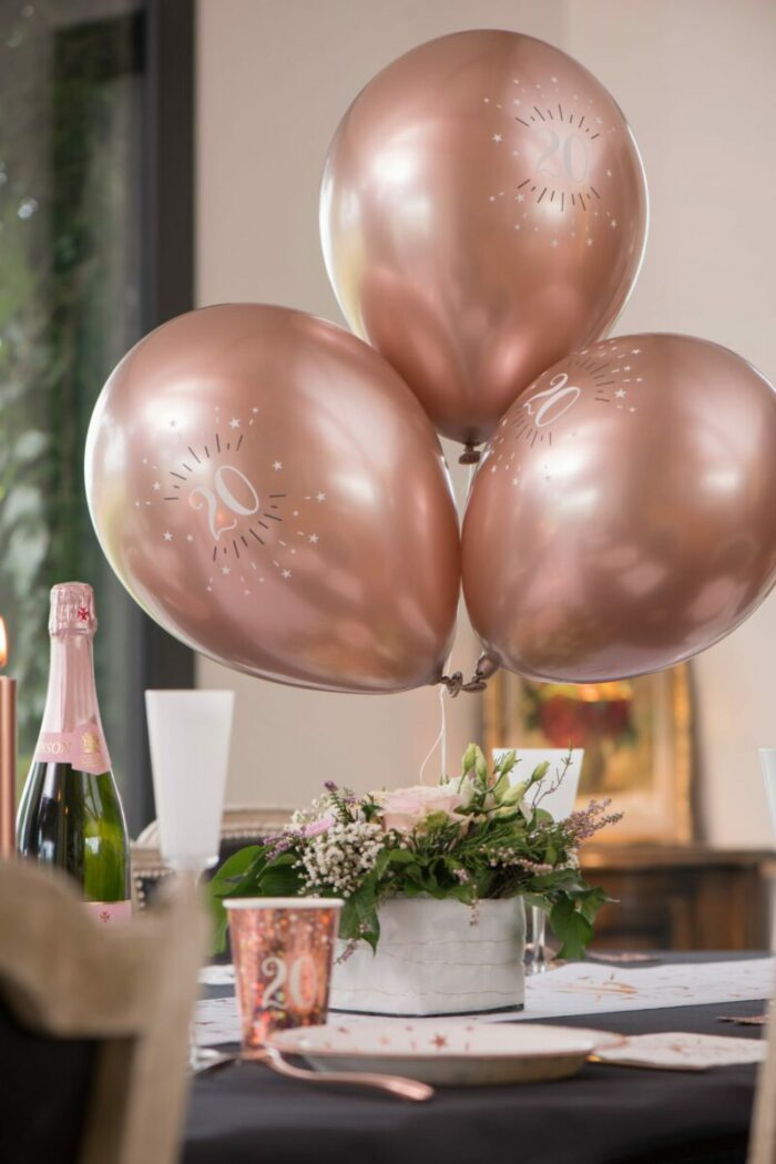 BALLON ÉTINCELANT 60 ANS MÉTALLISÉ ROSE GOLD PAR 6 – Image 3