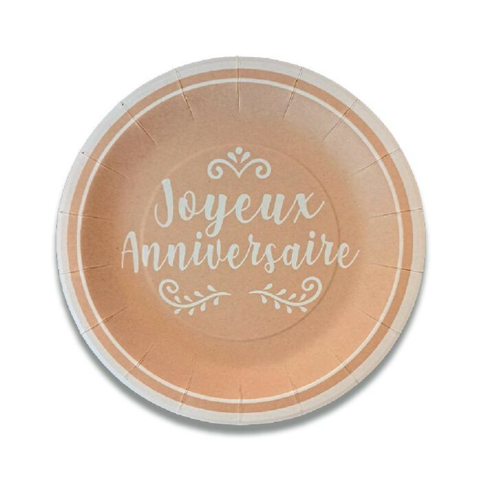 6 ASSIETTES JOYEUX ANNIVERSAIRE PARTY KRAFT – Image 2