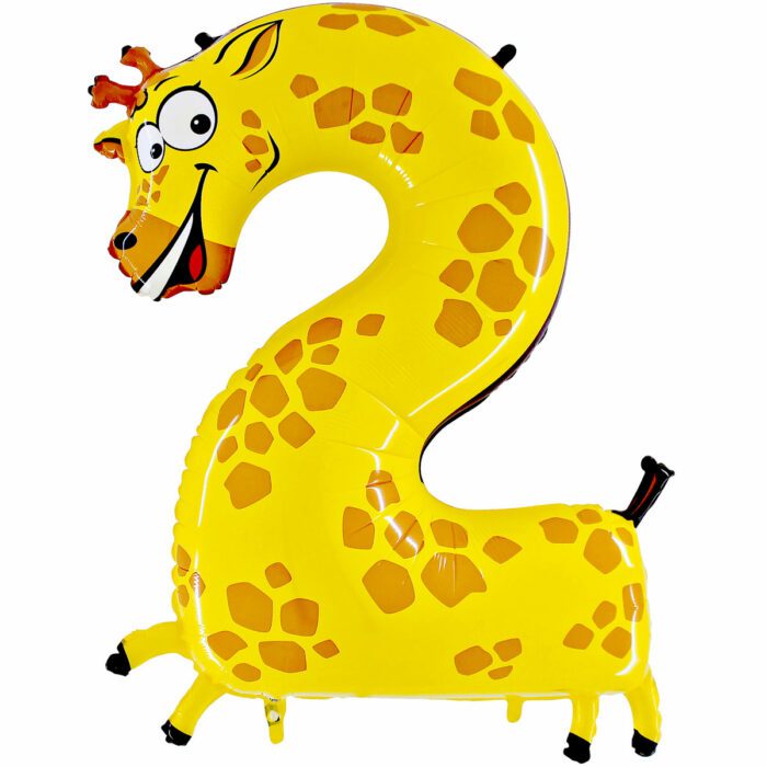 BALLON CHIFFRE 2 GIRAFE 40" (101,6CM)