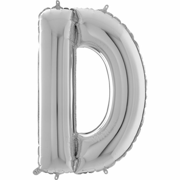 BALLON ALU LETTRE D COULEUR ARGENT 26" (66CM)