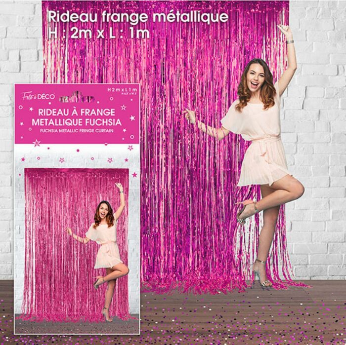 RIDEAU A FRANGES METALLIQUES - FUCHSIA