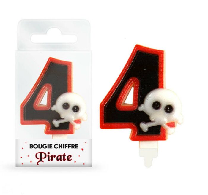 BOUGIE CHIFFRE "4" PIRATE