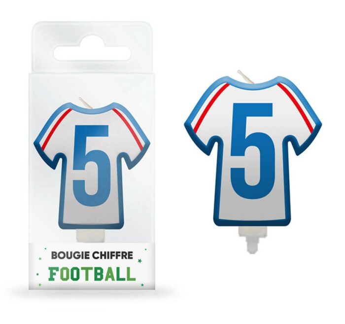 BOUGIE CHIFFRE "5" MAILLOT DE FOOT