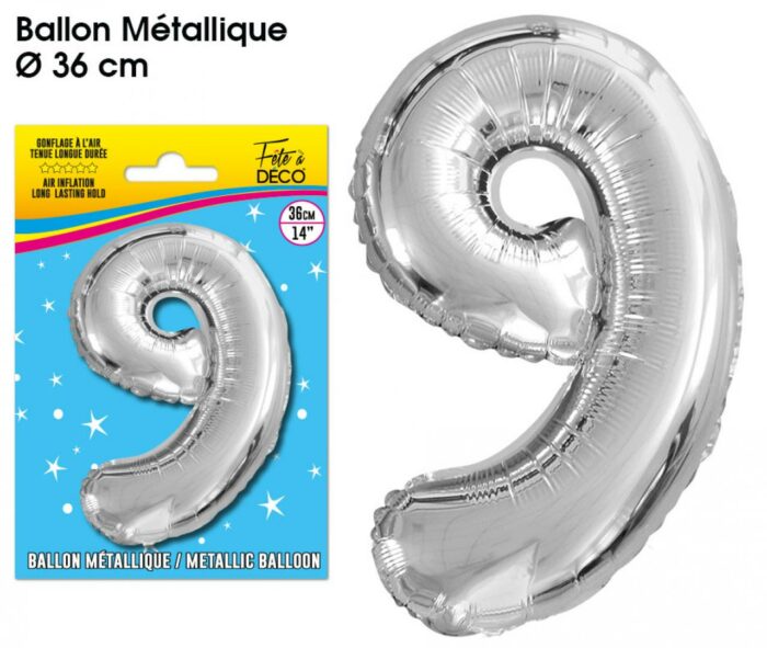 BALLON METALLIQUE ARGENT CHIFFRE 0 – Image 2