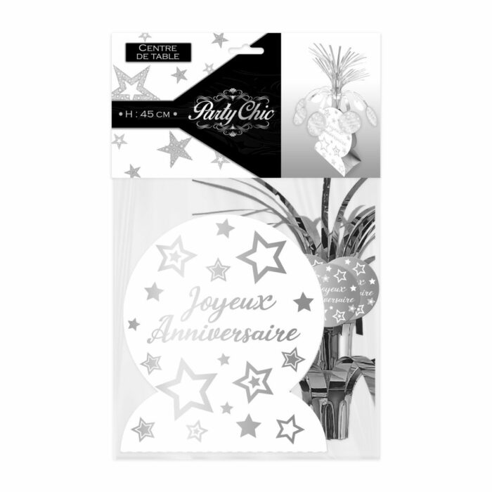 CENTRE DE TABLE JOYEUX ANNIVERSAIRE ARGENT – Image 3