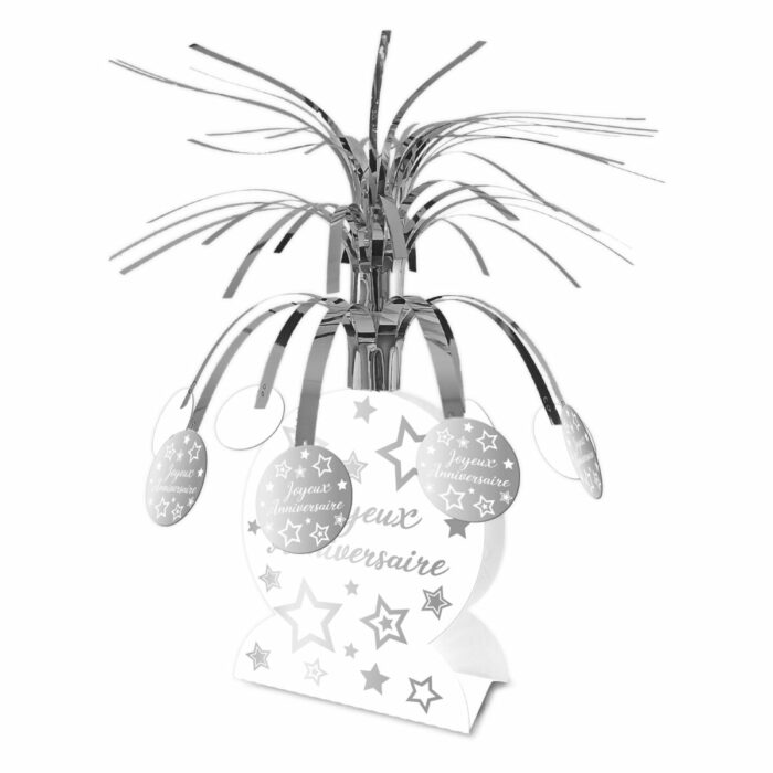 CENTRE DE TABLE JOYEUX ANNIVERSAIRE ARGENT – Image 2