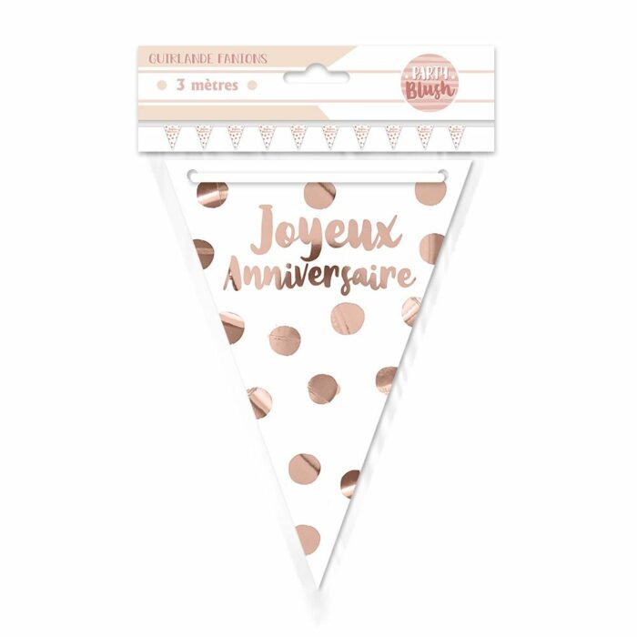 GUIRLANDE FANION JOYEUX ANNIVERSAIRE BLUSH – Image 2