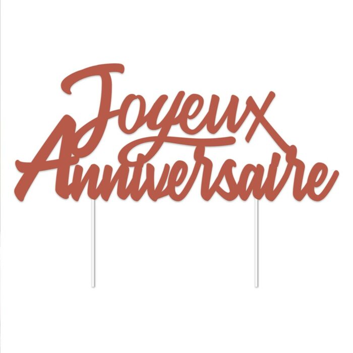 TOP GATEAU JOYEUX ANNIVERSAIRE TERRACOTTA – Image 2