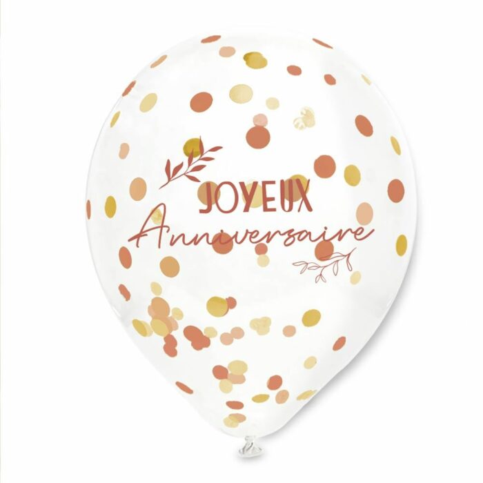 BALLON CONFETTIS PAR 6 TERRACOTTA ET OR – Image 2