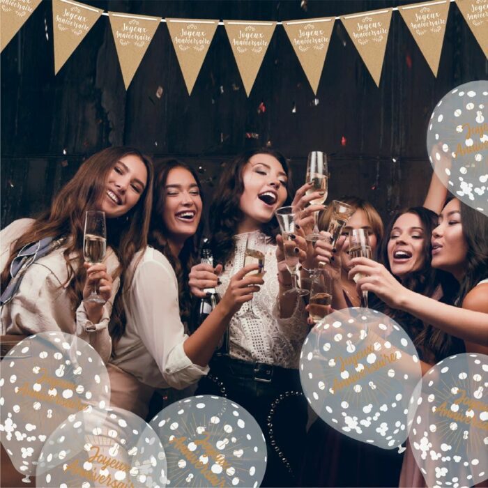 BALLON CONFETTIS PAR 6 PARTY KRAFT BLANC